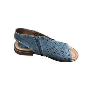 Comfortiva Slate Blue Delsie Denim Pillowtop Memory Foam Slipback Sandals 9.5 W